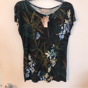 Philosophy floral and butterfly print short sleeved top